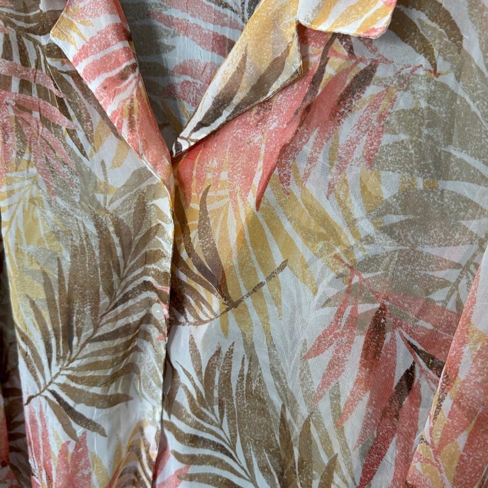 Alfred Dunner Blouse Multicolor Palm Print Chiffon‎ Ruffle Tropical Plus 24W